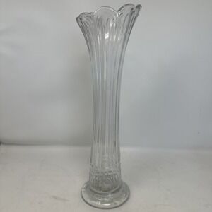 Antique 1889 Bryce Higbee & Co Swung Glass Vase Cut Log Or Ethol Pattern 13.75"